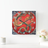 北斎の龍, 北斎 Hokusai Drache, Hokusai, Japan-Kunst Quadratische Wanduhr (Zuhause)