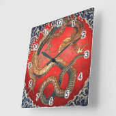 北斎の龍, 北斎 Hokusai Drache, Hokusai, Japan-Kunst Quadratische Wanduhr (Winkel)