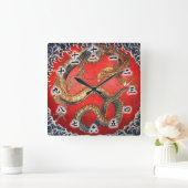 北斎の龍, 北斎 Hokusai Drache, Hokusai, Japan-Kunst Quadratische Wanduhr (Zuhause)