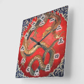 北斎の龍, 北斎 Hokusai Drache, Hokusai, Japan-Kunst Quadratische Wanduhr (Winkel)