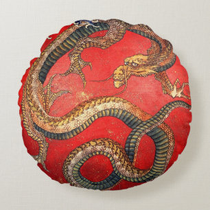 北 斎 龍, 北 Hokusai Dragon, Hokusai, Japan Art Art, A Rundes Kissen