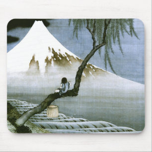 北 斎 Boy & Mt Fuji Fine Art Mousepad
