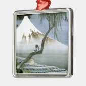 北 斎 Boy & Mt Fuji Fine Art Silbernes Ornament (Links)