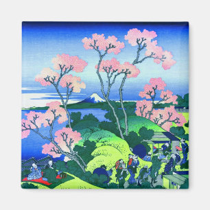 北 斎 Goten-Yama Hill Hokusai Cherry Blossom Fin Magnet