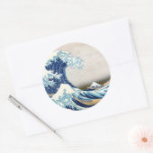 北 斎 Great Wave Off Kanagawa Hokusai Fine Art Runder Aufkleber (Umschlag)