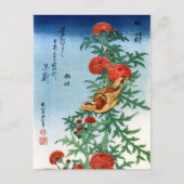 北 斎 Hokusai Bird & Flowers Fine Art Postkarte (Vorderseite)