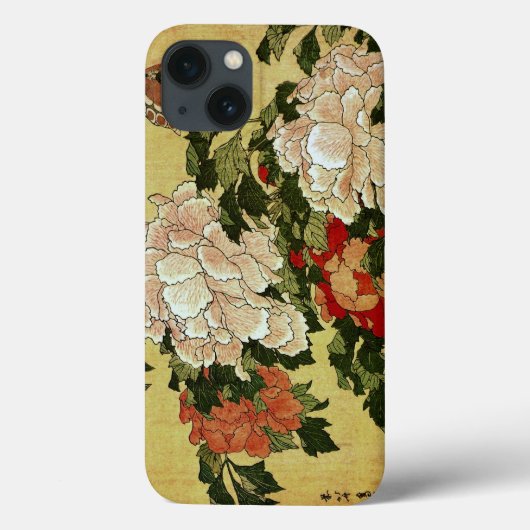 北 斎 Hokusai Peonies & Butterflies Kunstkunst Case-Mate iPhone Hülle (Rückseite)