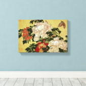 北 斎 Hokusai Peonies & Butterflies Kunstkunst Leinwanddruck (Insitu (Holzboden))