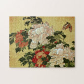 北 斎 Hokusai Peonies & Butterflies Kunstkunst Puzzle (Horizontal)