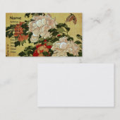 北 斎 Hokusai Peonies & Butterflies Kunstkunst Visitenkarte (Vorne/Hinten)