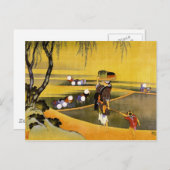 北 斎 Rice Fields Hokusai Fine Art Art Postkarte (Vorne/Hinten)