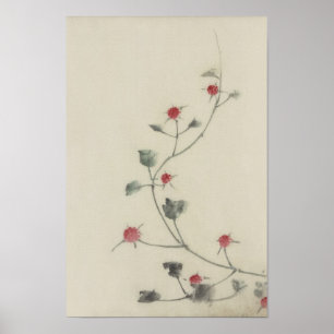 北 斎 Rote Blüten im Weinkeller Hokusai Kunstkunst Poster