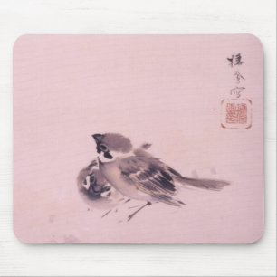 双 雀, 栖 Paar 鳳 Sparrow, Seihō, japanische Kunst Mousepad
