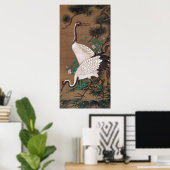 双 鶴 図, 渡 辺 石 Kranes, Watanabe Shuseki Poster (Heimbüro)