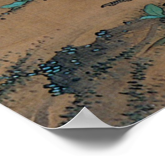 双 鶴 図, 渡 辺 石 Kranes, Watanabe Shuseki Poster (Ecke)