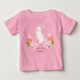 可愛い桜と白うさぎ ピンク 日本 和風 cherry blossoms baby t-shirt