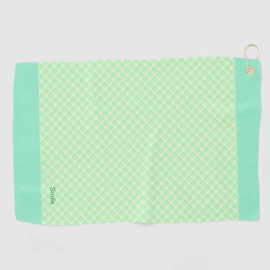 名前 カスタム タータンチェック(ミントグリーン) ゴルフタオル GOLFHANDTUCH (Horizontal)