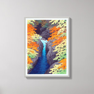 吾 妻 峡, Azuma Gorge, Hasui Kawase, Woodcut Leinwanddruck