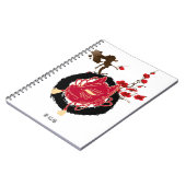 和風 日本の梅とキツネのお面 筆記帳 NOTIZBLOCK (Linke Seite)