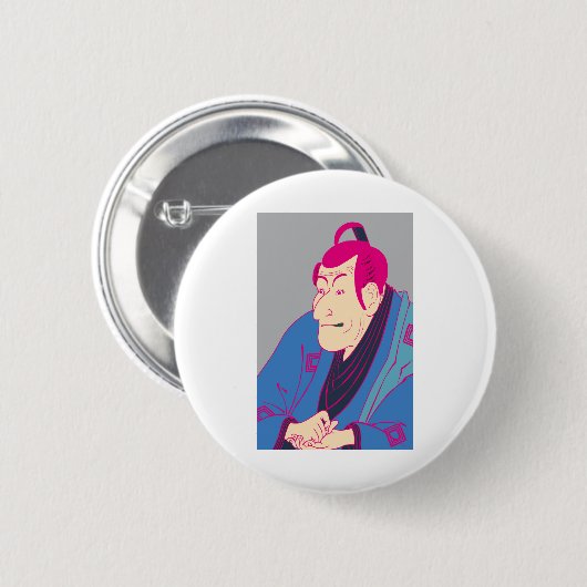 四世市川蝦蔵の竹村定之進 カラフル BUTTON (Vorne & Hinten)
