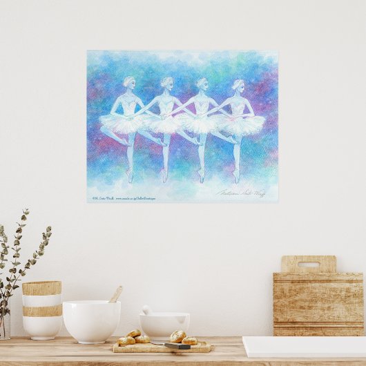四羽の白鳥の踊りアートプリント POSTER (Küche)
