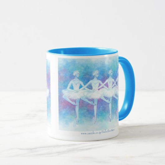 四羽の白鳥の踊りマグカップ TASSE (VorderseiteRechts)