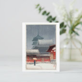 四 天 寺, Shitennō-ji in Osaka, Hasui Kawase, Woodcut Postkarte (Stehend Vorderseite)