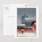 四 天 寺, Shitennō-ji in Osaka, Hasui Kawase, Woodcut Postkarte (Vorne/Hinten)