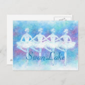 四 羽 の の 白 踊 り ポ 鳥 ス ト. POSTKARTE (Vorne/Hinten)