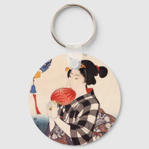 団 扇 を つ 女, 国 Frau mit einem runden Fan, Kuniyoshi Schlüsselanhänger