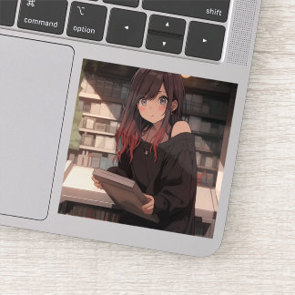 図書館女子のステッカーシール｜寿司娘 generativeai aufkleber