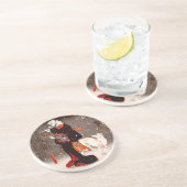 國 芳 Frau & Hund in Snow Kuniyoshi Kunst, Dichtung  Getränkeuntersetzer (Seite)