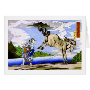 國 芳 Woman & Horse Kuniyoshi