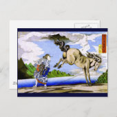 國 芳 Woman & Horse Kuniyoshi Postkarte (Vorne/Hinten)