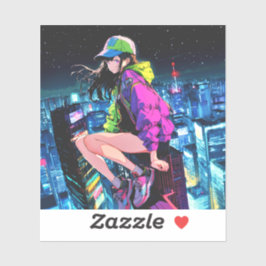 夜景JKのシール Seal｜寿司娘 GenerativeAI Aufkleber