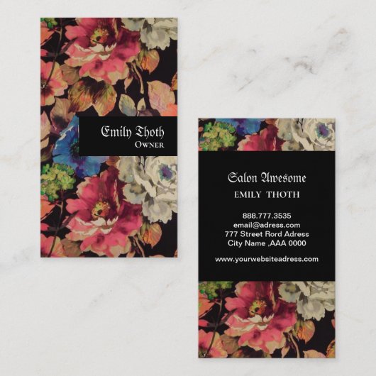 大人っぽいデザインのお花の VISITENKARTE (Vorne/Hinten)