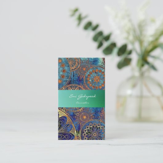 大人女子に上品なでオシャレな青の名刺 VISITENKARTE (Stehend Vorderseite)