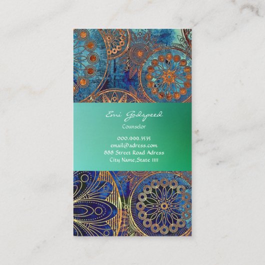 大人女子に上品なでオシャレな青の名刺 VISITENKARTE (Rückseite)