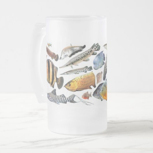 大型熱帯魚のフロストグラスマグカップ MATTGLAS BIERGLAS (Vorderseite Links)