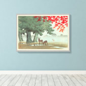 奈 公 園 鹿, Hirsch, Hasui Kawase, 良 Leinwanddruck (Insitu (Holzboden))
