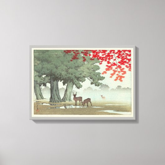 奈 公 園 鹿, Hirsch, Hasui Kawase, 良 Leinwanddruck (Vorderseite)