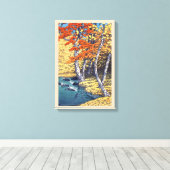 奥 入 瀬 秋, Herbst in Oirase, Hasui Kawase, Woodcut Leinwanddruck (Insitu (Holzboden))