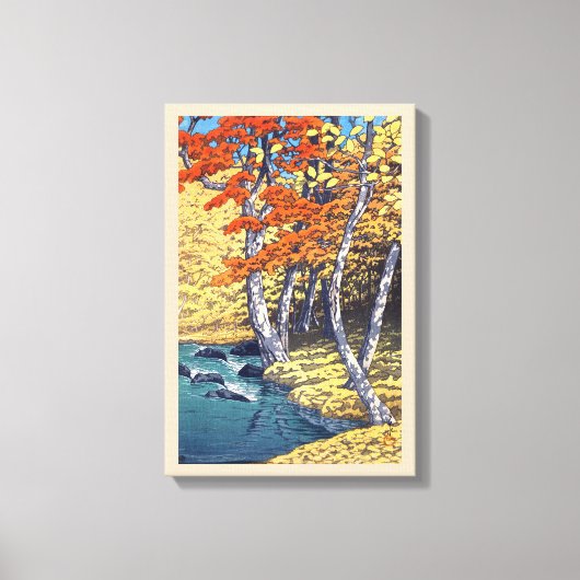 奥 入 瀬 秋, Herbst in Oirase, Hasui Kawase, Woodcut Leinwanddruck (Vorderseite)