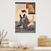 女 と 猫, 国 Frauen und Katze, Kuniyoshi, Ukiyo-e Poster (Küche)