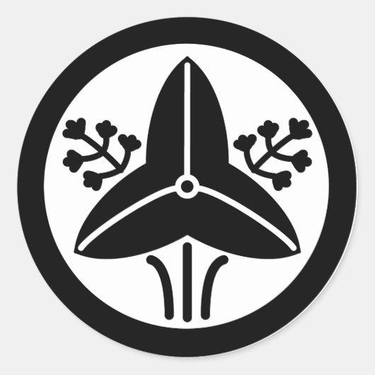 家紋「丸に立ち沢瀉」 RUNDER AUFKLEBER (Vorderseite)