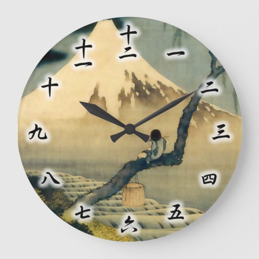 富士と少年, 北斎 der Fujisan und Junge, Hokusai, Ukiyo-e Große Wanduhr (Vorderseite)