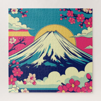 富士山と桜のポップアートパズル 和モダンな風景 PUZZLE