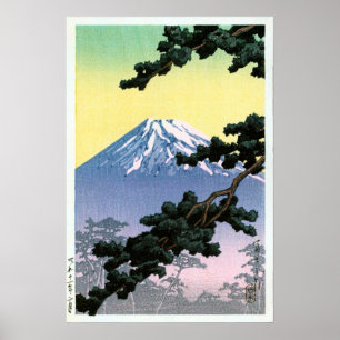 富 士 山, Mount Fuji, Hasui Kawase, Woodcut Poster