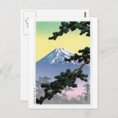 富 士 山, Mount Fuji, Hasui Kawase, Woodcut Postkarte (Vorne/Hinten)