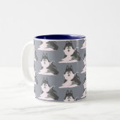 寝ているシベリアンハスキー Sleeping siberian husky Zweifarbige Tasse (Vorderseite Links)